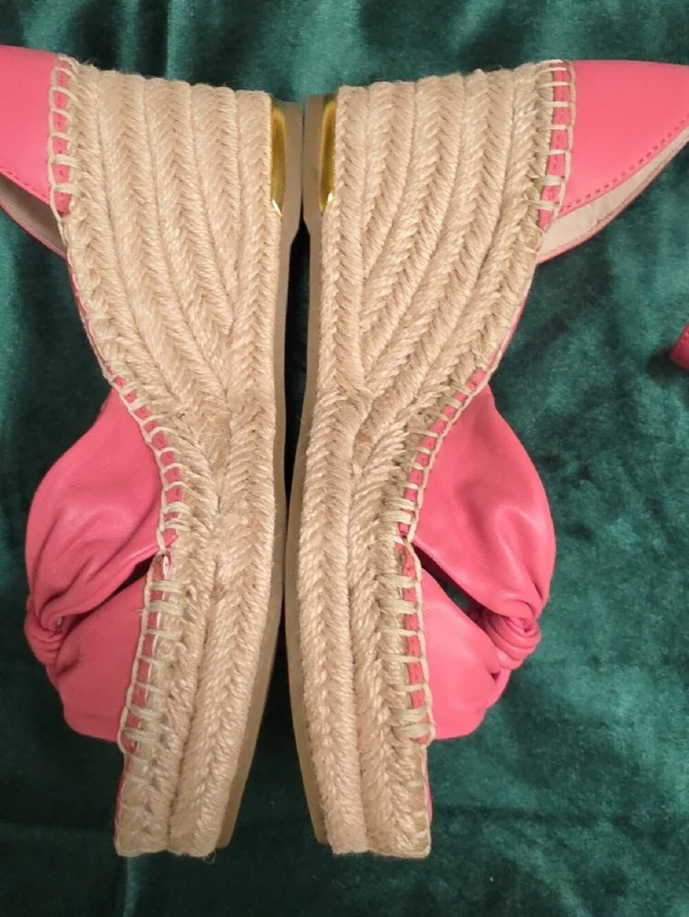Franco Sarto Clementine Strawberry-Pink Knot Espadrille Wedge Sandals - Size 5.5